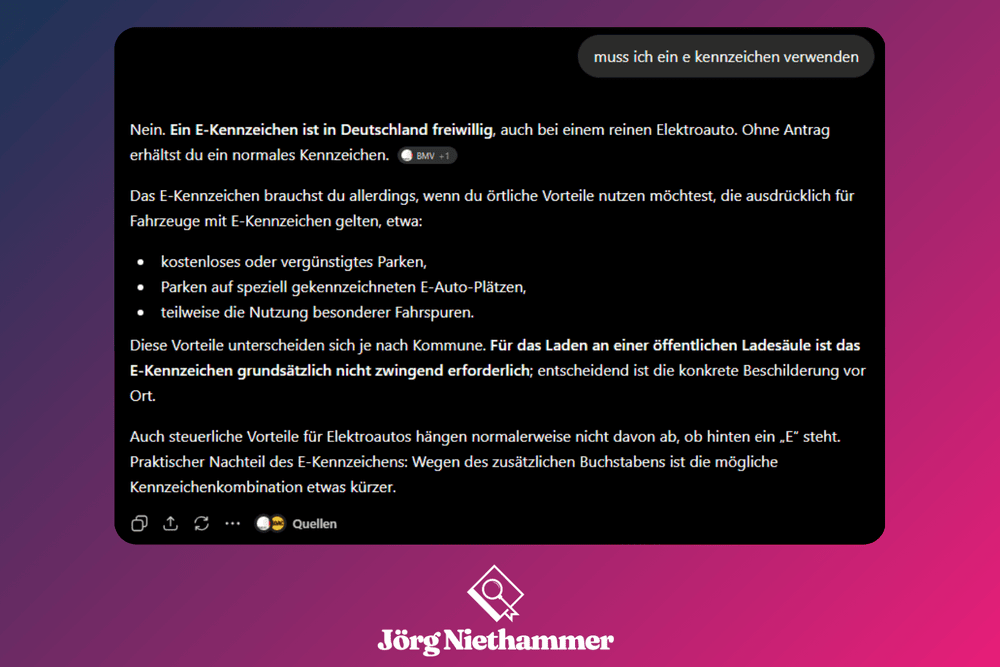 Kein Verweis auf Ratgeber bei ChatGPT
